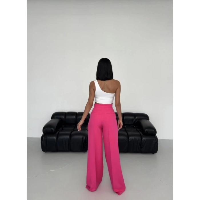 Üç Düğme Detayli Palazzo Pantolon