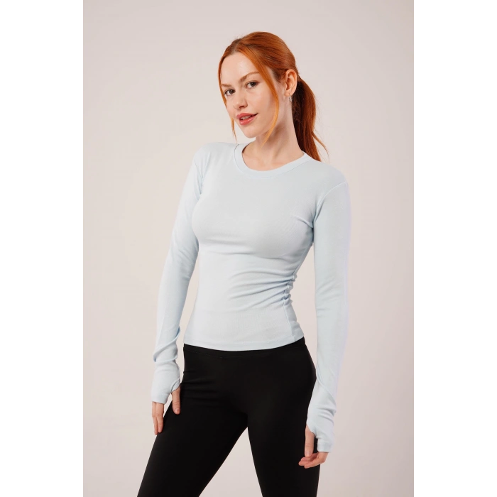 Uzun Kollu Basic Bebe Mavisi Bluz