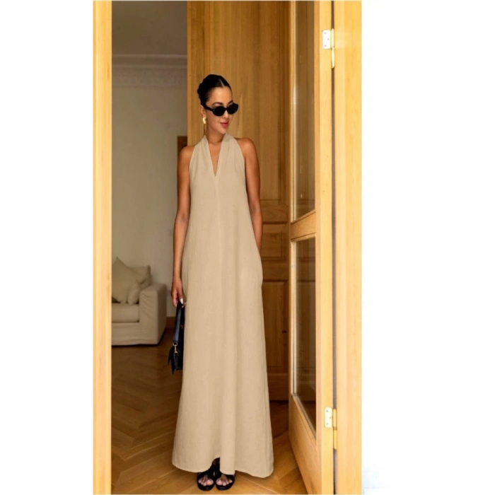 V Yaka Paraşüt Elbise