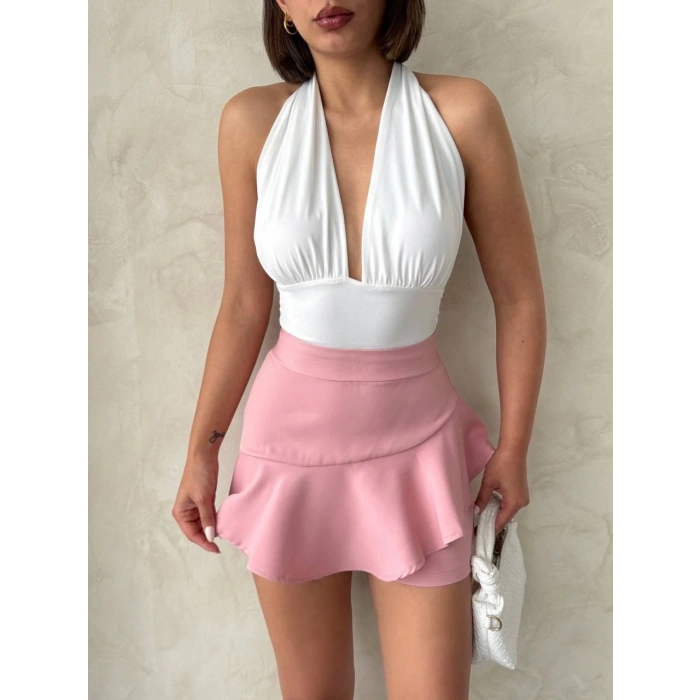 Valonlu fırfırlı şort s24683