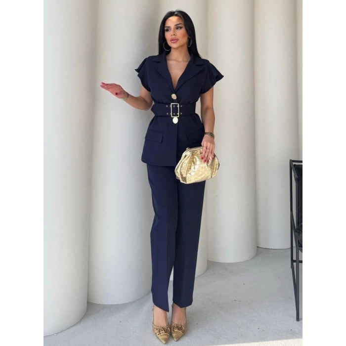 Vatkalı Yelek Pantolon İkili Takım