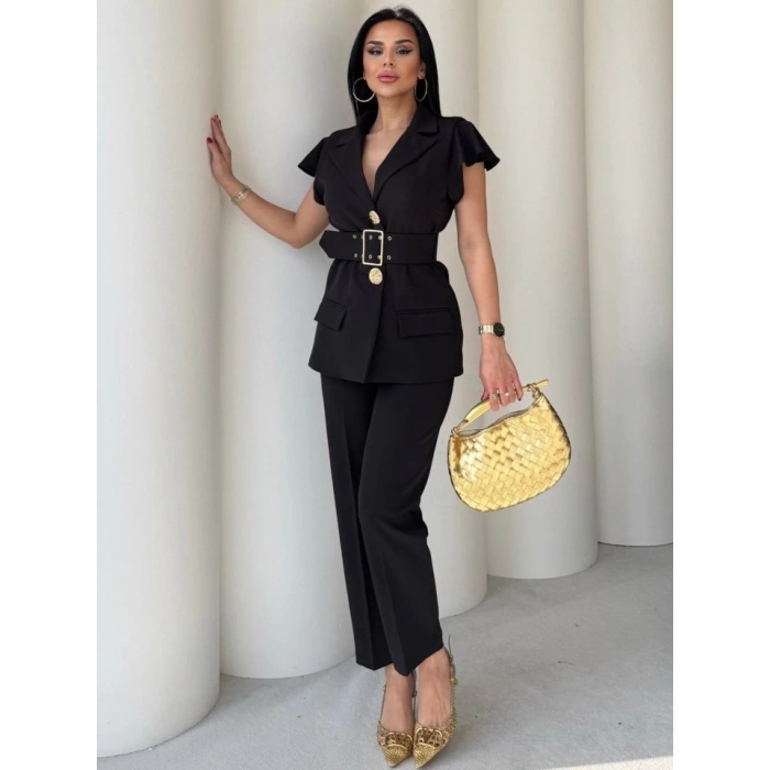 Vatkalı Yelek Pantolon İkili Takım