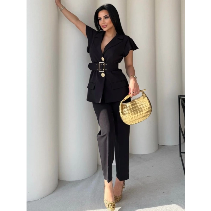 Vatkalı Yelek Pantolon İkili Takım