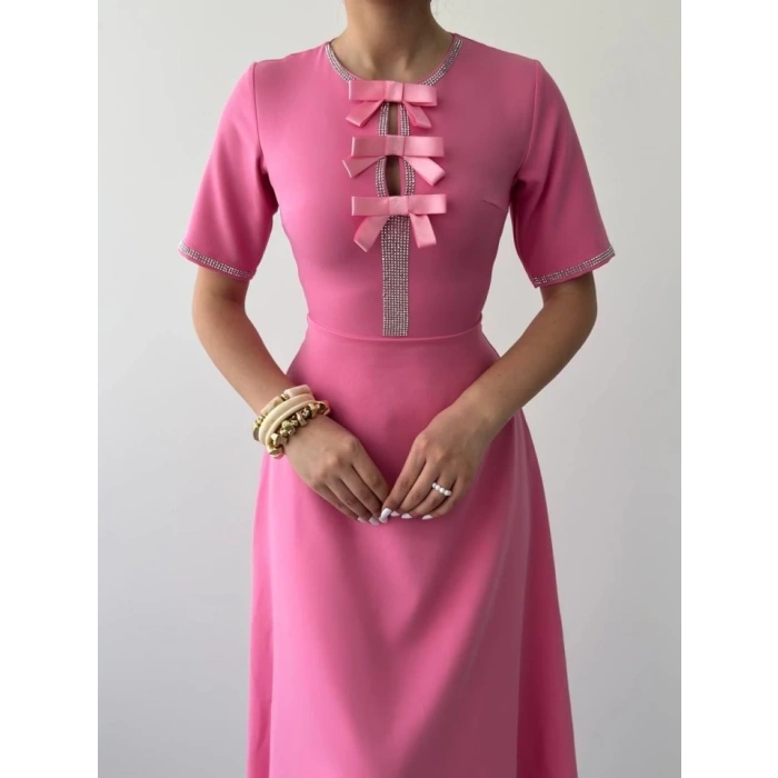 Wera Taşlı Fiyonk Detaylı Elbise