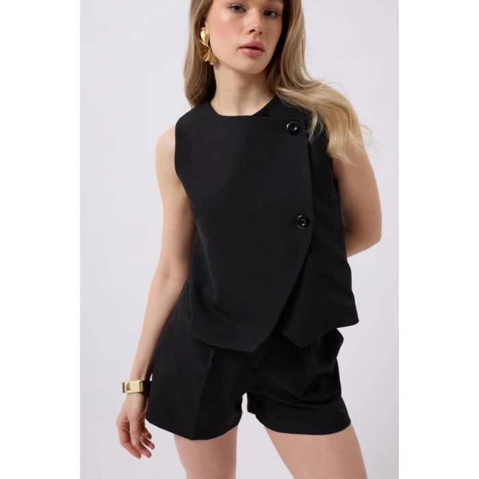 Yandan Düğmeli Dokuma Yelek