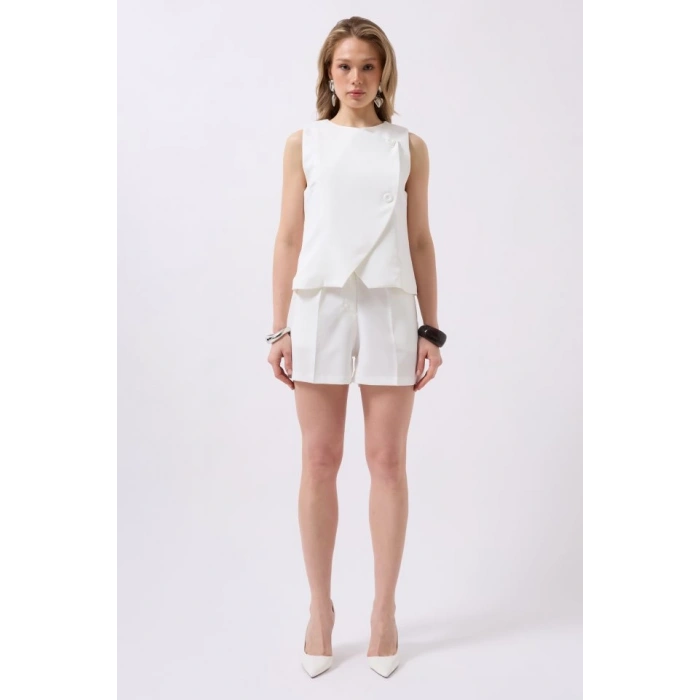 Yandan Düğmeli Dokuma Yelek