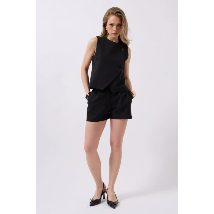 Yandan Düğmeli Dokuma Yelek