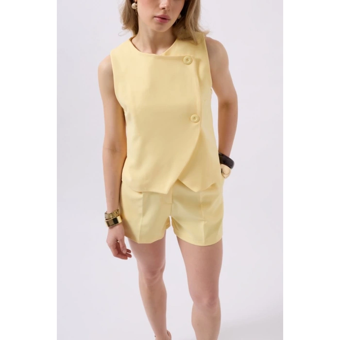 Yandan Düğmeli Dokuma Yelek