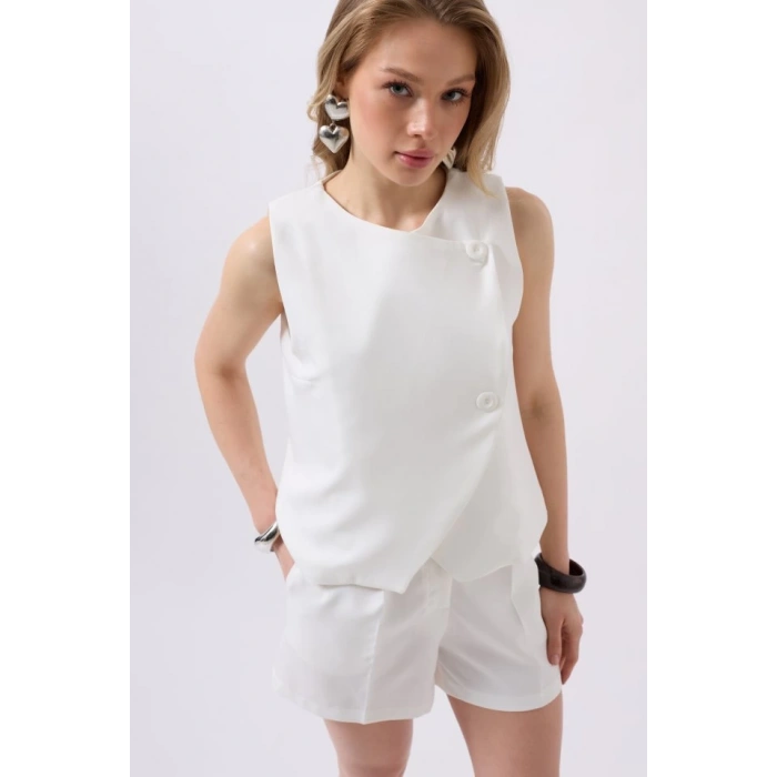 Yandan Düğmeli Dokuma Yelek