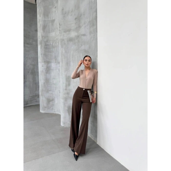Yüksek Bel Straight Fit Palazzo Pantolon
