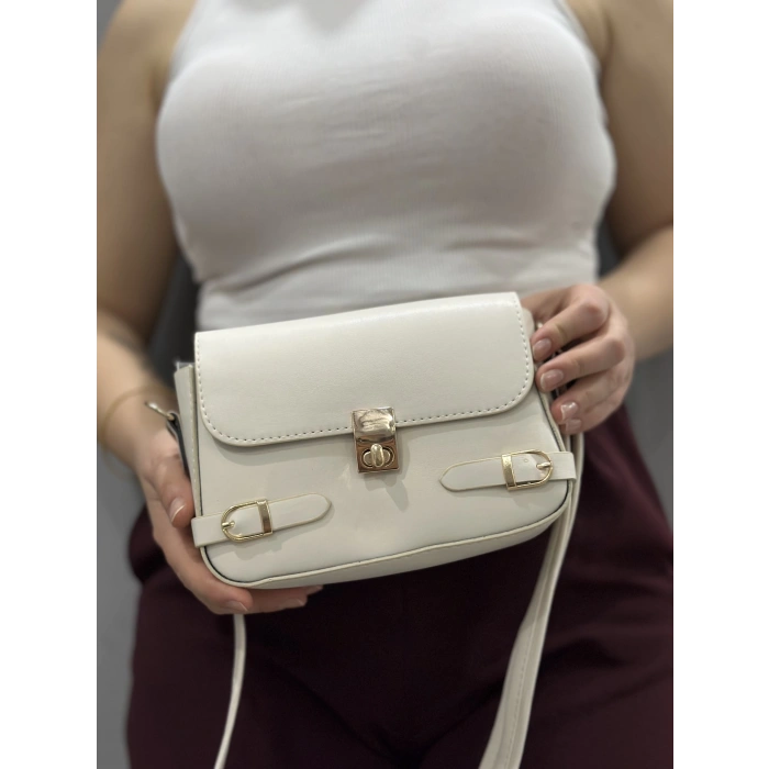 Zerej kemerli krem cilt çanta