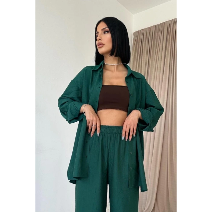Zümrüt Alice Gömlek Ve Bol Kesim Pantolon Takım