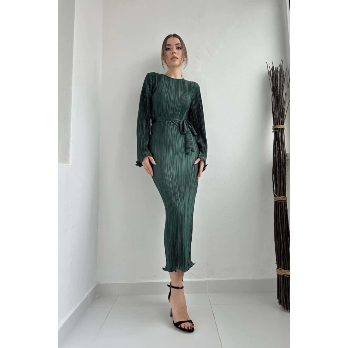 Zümrüt İspanyol Kol Piliseli Elbise