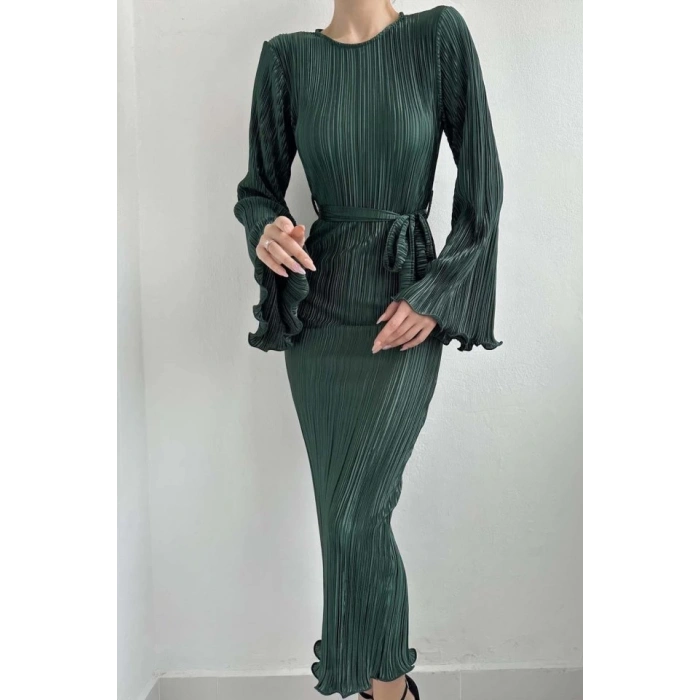 Zümrüt İspanyol Kol Piliseli Elbise