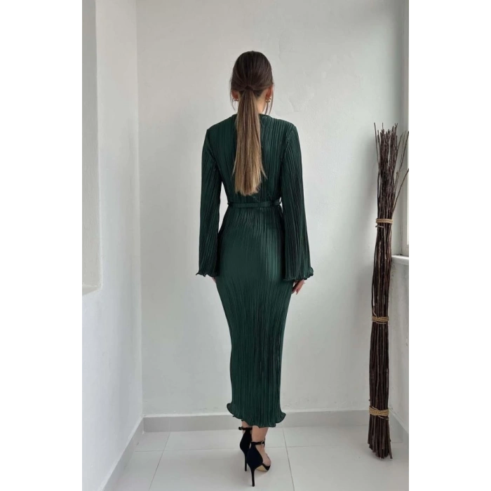 Zümrüt İspanyol Kol Piliseli Elbise