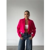 ARKASI İNCİ DÜĞME DETAYLI CROP CEKET - Fuşya
