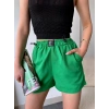 Armalı keten şort yeşil s251003