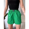 Armalı keten şort yeşil s251003