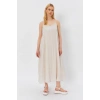 Askılı Uzun Çan Elbise - Natür
