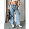 Baggy kar yıkama orta mavi jeans pantolon d2007