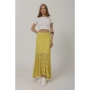 Bel Lastikli Dantel Etek - Sarı