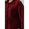 Boncuk Nakış Detaylı Uzun Gömlek - Bordo