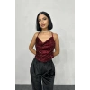 Bordo Askılı Degaje Bluz
