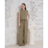 Broşlu yelek pantolon takım haki s255821