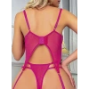 Dantel Transparan Fuşya Badysuit 4lü Takım 2025