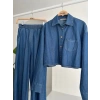 Denim Gömlek Plazzo Pantolon Takım 10163-08