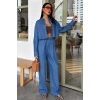 Denim Gömlek Plazzo Pantolon Takım 10163-08
