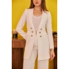 Ekru Blazer Düğmeli Ceket