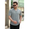 Erkek Apaç Yaka örme Kumaş Kısa Kollu Gömlek