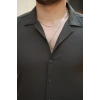 Erkek Apaj Yaka Kısa Kollu Gömlek