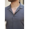 Erkek Apaj Yaka Kısa Kollu Gömlek