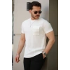 Erkek Cepli Kolyeli Kısa Kollu örme Kumaş T-shirt