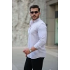 Erkek çizgi Desenli Uzun Kollu Pamuklu Keten Gömlek