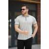 Erkek çizgili Fermuar Yakalı Kısa Kollu Tişört