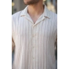 Erkek çizgili Keten Gömlek