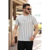 Erkek Dikey çizgili Ottoman Kumaş Kısa Kollu T-shirt
