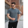 Erkek Dikey çizgili Ottoman Kumaş Kısa Kollu T-shirt