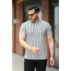 Erkek Dikey çizgili Ottoman Kumaş Kısa Kollu Tişört
