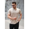 Erkek Düğme Yakalı Jakar Kumaş Kısa Kollu Tişört