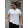 Erkek Fermuar Yakalı Kısa Kollu Tişört