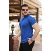 Erkek Hakim Yaka Dokuma Pamuklu Kumaş Kısa Kollu T-shirt