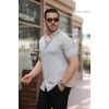 Erkek Hakim Yaka Kısa Kollu Gömlek