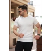 Erkek Ince çizgi Dokulu Bisiklet Yaka Kısa Kollu T-shirt