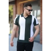 Erkek Kısa Kollu Polo Yakalı Blok Desenli Triko Tişört
