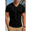 Erkek Kısa Kollu V Yakalı Viskon Tişört