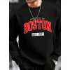 Erkek Uzun Kollu Bisiklet Yaka Boston Yazılı Iki Iplik Sweat